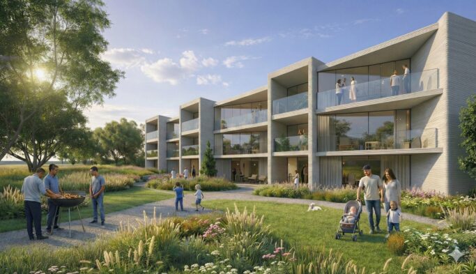 Představujeme projekt MEANDRY Výškovice – řadové domy vytvořené pomocí 3D tisku betonu